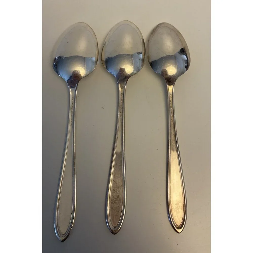International Silver Co Silverplate ROSE AND LEAF Serving Spoons 8
